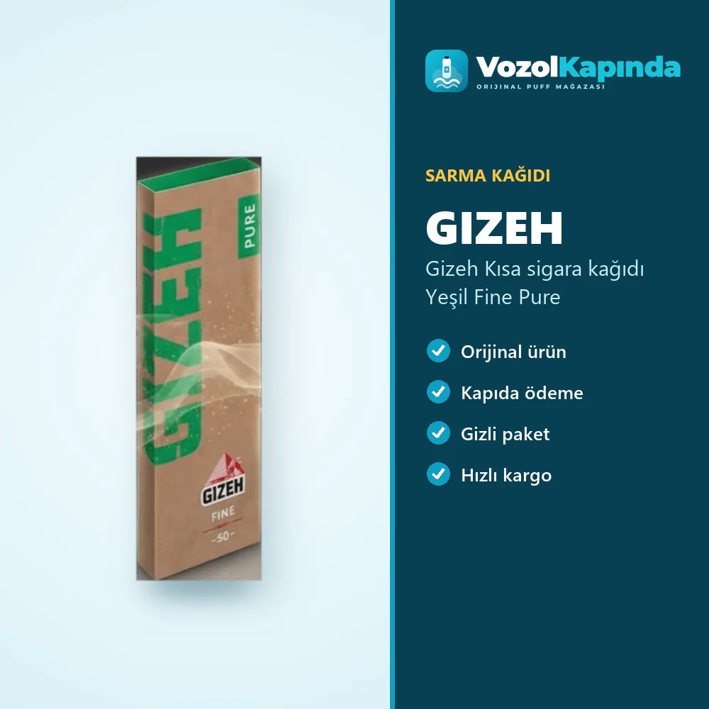 Gizeh Kısa sigara kağıdı Yeşil Fine Pure sipariş avantajları: kapıda ödeme ve gizli paket