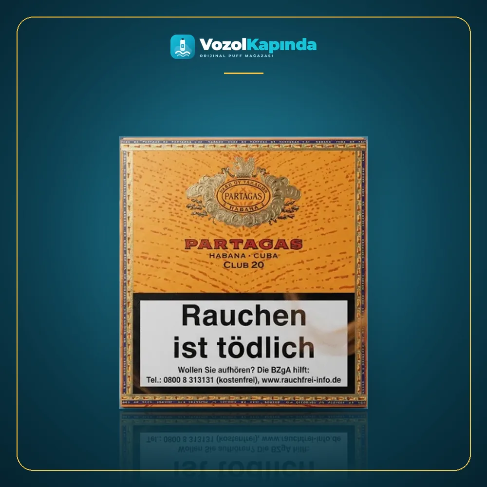 Partagas Club 20 Sigarillo Paket Görünümü Partagas Club 20 Sigarillo ön yüz görseli, orijinal ambalaj