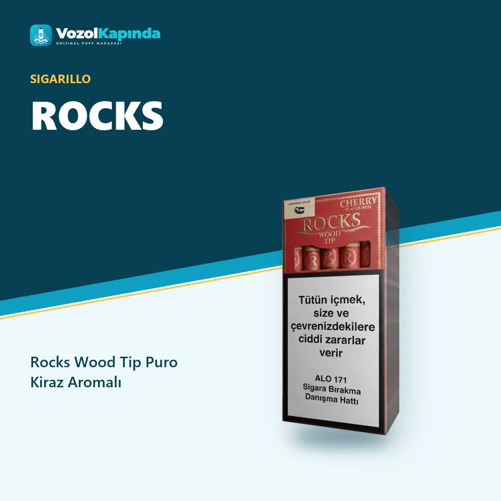 Rocks Wood Tip Puro Kiraz Aromalı Özellikleri Rocks Wood Tip Puro Kiraz Aromalı bilgi kartı, orijinal sigarillo