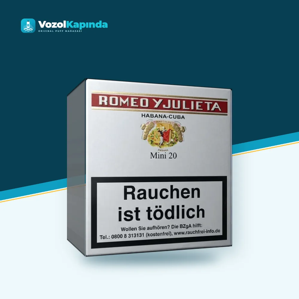 Romeo y Julieta Mini 20 sigarillo Paket Görünümü Romeo y Julieta Mini 20 sigarillo ön yüz görseli, orijinal ambalaj