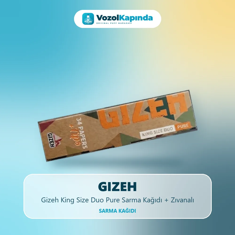 Gizeh King Size Duo Pure Sarma Kağıdı + Zıvanalı bilgi kartı, orijinal sarma kağıdı
