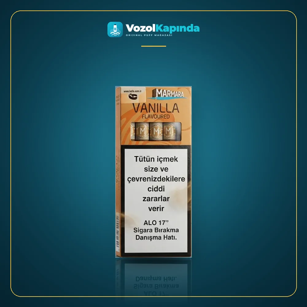 Marmara Vanilla Puro Vanilya Aromalı 5’s Paket Görünümü Marmara Vanilla Puro Vanilya Aromalı 5’s ürün görseli, orijinal puro