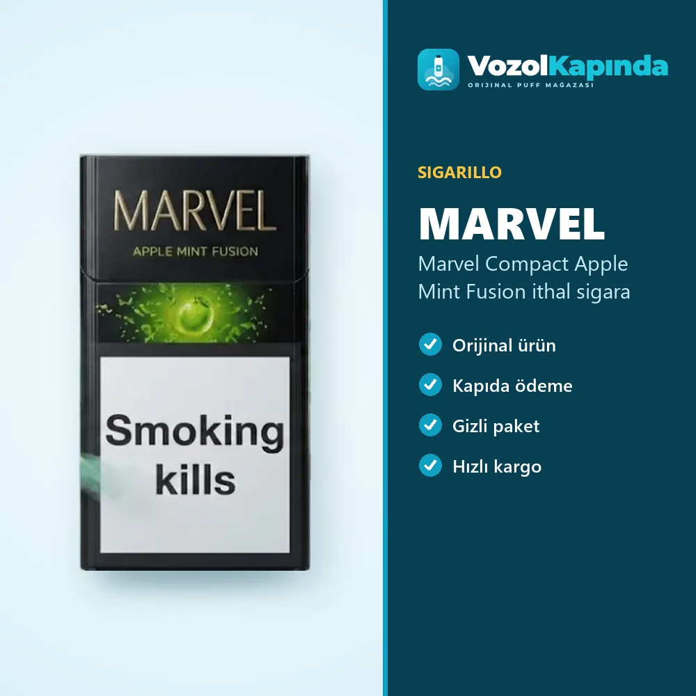 Marvel Compact Apple Mint Fusion ithal sigara Bilgi Kartı Marvel Compact Apple Mint Fusion ithal sigara sipariş avantajları: kapıda ödeme ve gizli paket