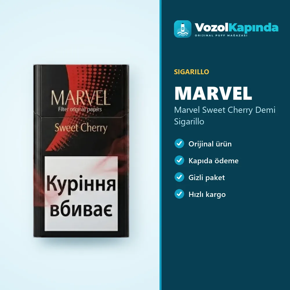 Marvel Sweet Cherry Demi Sigarillo Özellikleri Marvel Sweet Cherry Demi Sigarillo özellikleri: orijinal ürün, kapıda ödeme, gizli paket