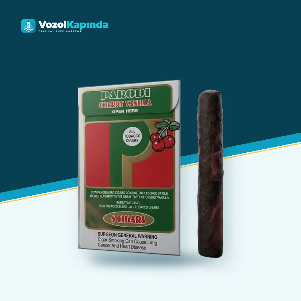 Parodi Cherry Vanilla Puro Kiraz ve Vanilya aromalı Paket Görünümü Parodi Cherry Vanilla Puro Kiraz ve Vanilya aromalı ürün görseli, orijinal puro