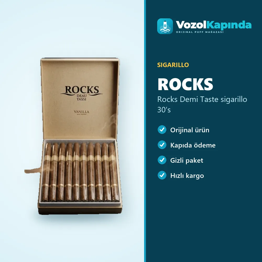 Rocks Demi Taste sigarillo 30’s Sipariş Bilgileri Rocks Demi Taste sigarillo 30’s özellikleri: orijinal ürün, kapıda ödeme, gizli paket