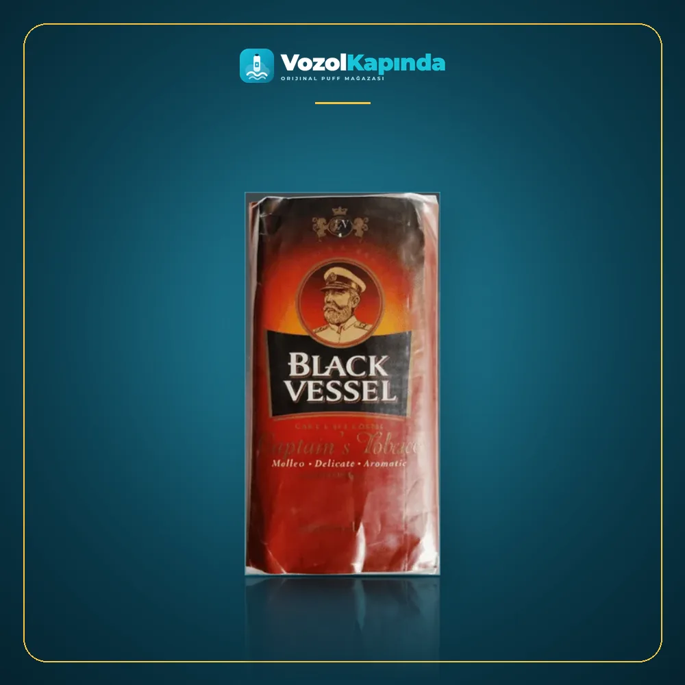 Black Vessel Captain’s Blend Pipo Tütünü 30gr Orijinal Ambalaj Black Vessel Captain’s Blend Pipo Tütünü 30gr ön yüz görseli, orijinal ambalaj