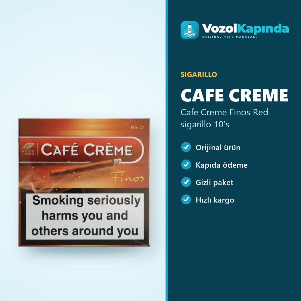 Cafe Creme Finos Red sigarillo 10’s Sipariş Bilgileri Cafe Creme Finos Red sigarillo 10’s özellikleri: orijinal ürün, kapıda ödeme, gizli paket