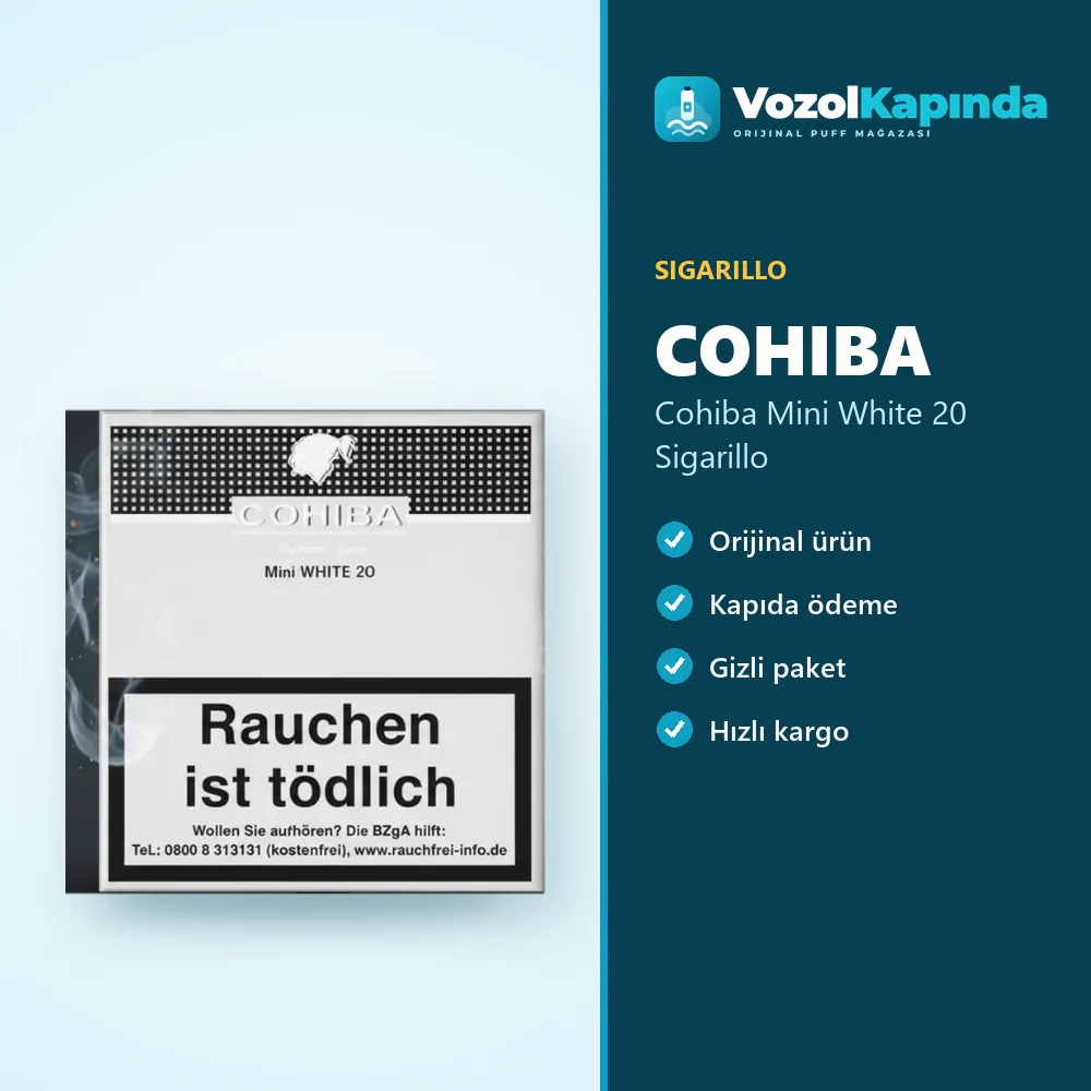 Cohiba Mini White 20 Sigarillo Sipariş Bilgileri Cohiba Mini White 20 Sigarillo özellikleri: orijinal ürün, kapıda ödeme, gizli paket
