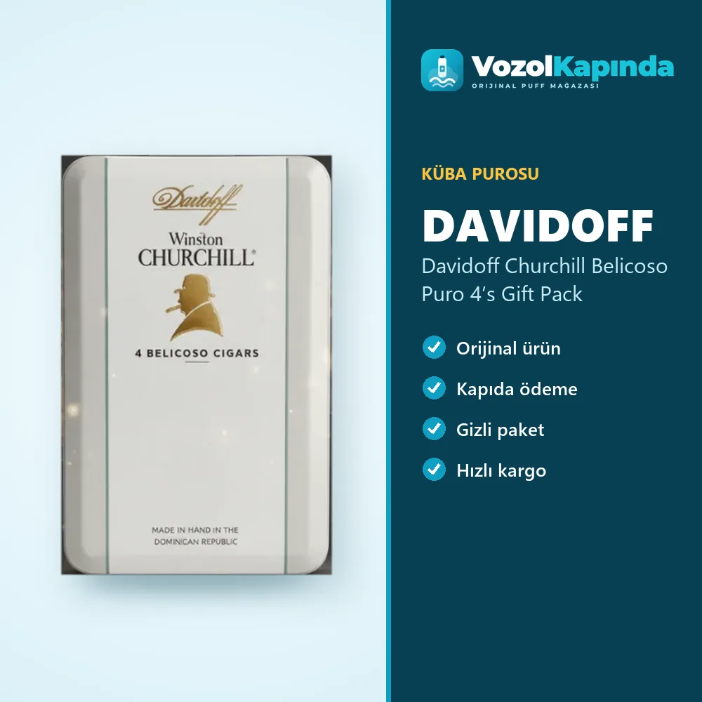 Davidoff Churchill Belicoso Puro 4’s Gift Pack Özellikleri Davidoff Churchill Belicoso Puro 4’s Gift Pack özellikleri: orijinal ürün, kapıda ödeme, gizli paket