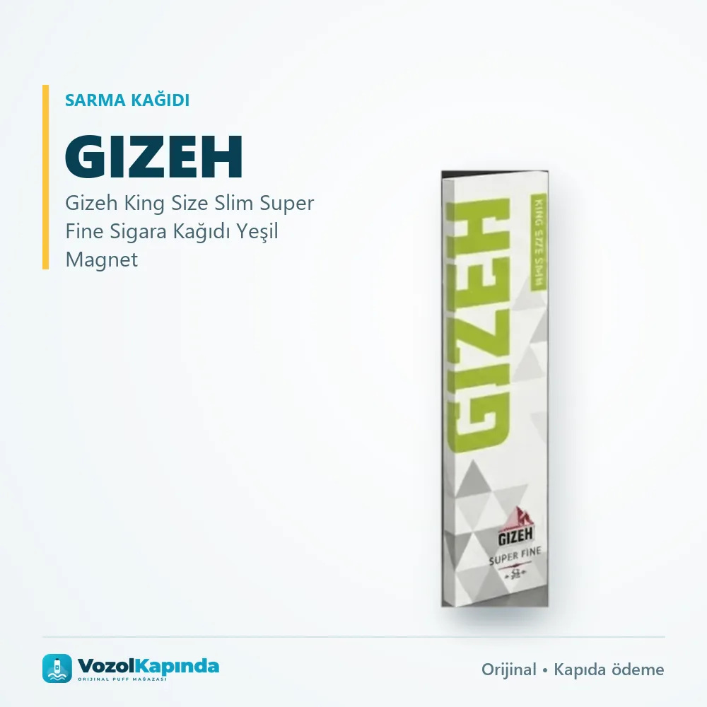 Gizeh King Size Slim Super Fine Sigara Kağıdı Yeşil Magnet Özellikleri Gizeh King Size Slim Super Fine Sigara Kağıdı Yeşil Magnet bilgi kartı, orijinal sarma kağıdı