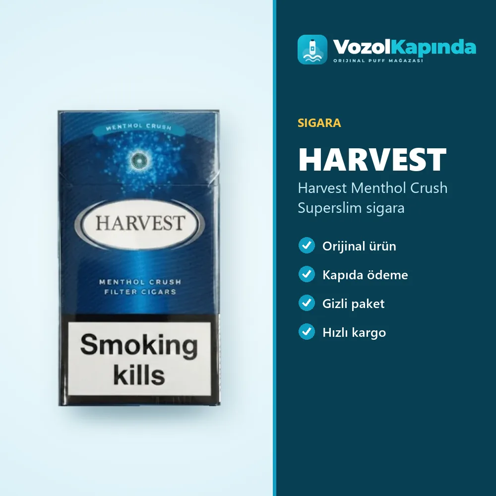 Harvest Menthol Crush Superslim sigara bilgi kartı, orijinal sigara