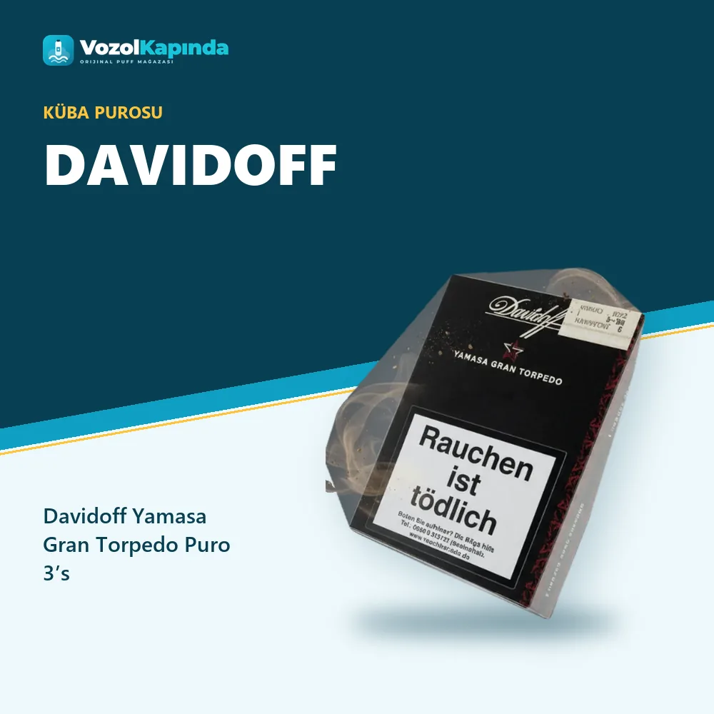 Davidoff Yamasa Gran Torpedo Puro 3’s bilgi kartı, orijinal Küba purosu