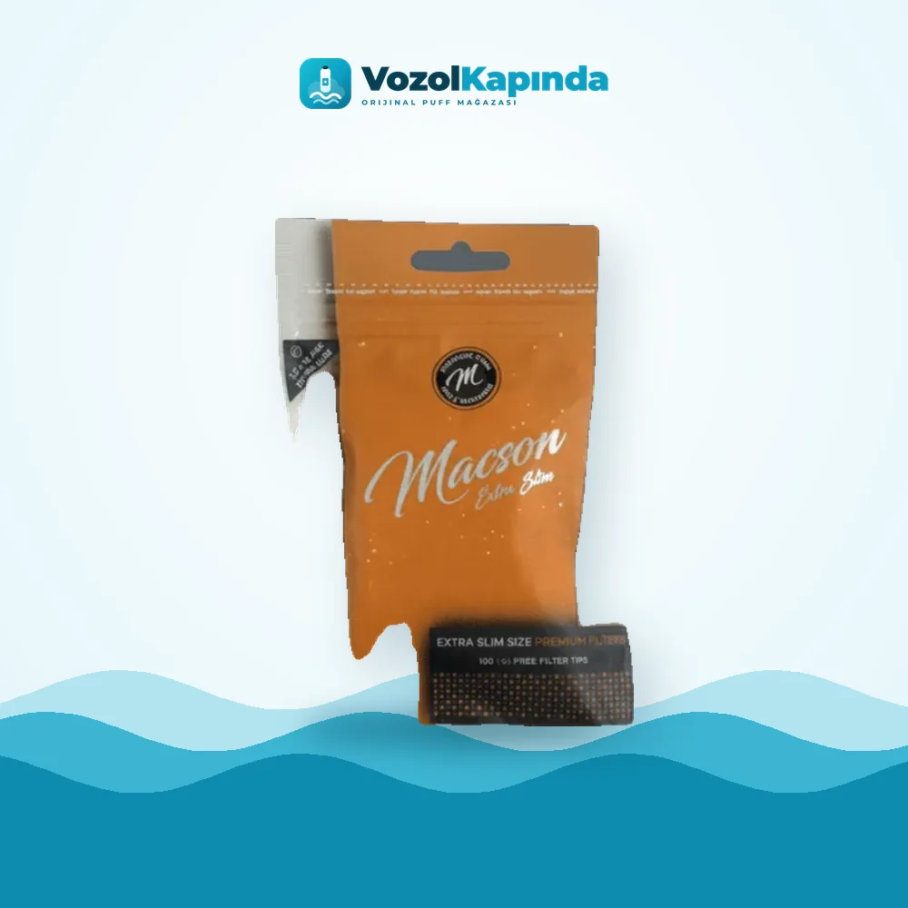 Macson Extra Slim sigara sarma filtresi 5.3 mm Orijinal Ambalaj Macson Extra Slim sigara sarma filtresi 5.3 mm paket görünümü