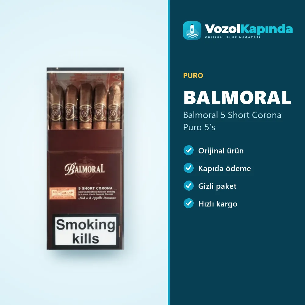 Balmoral 5 Short Corona Puro 5’s özellikleri: orijinal ürün, kapıda ödeme, gizli paket