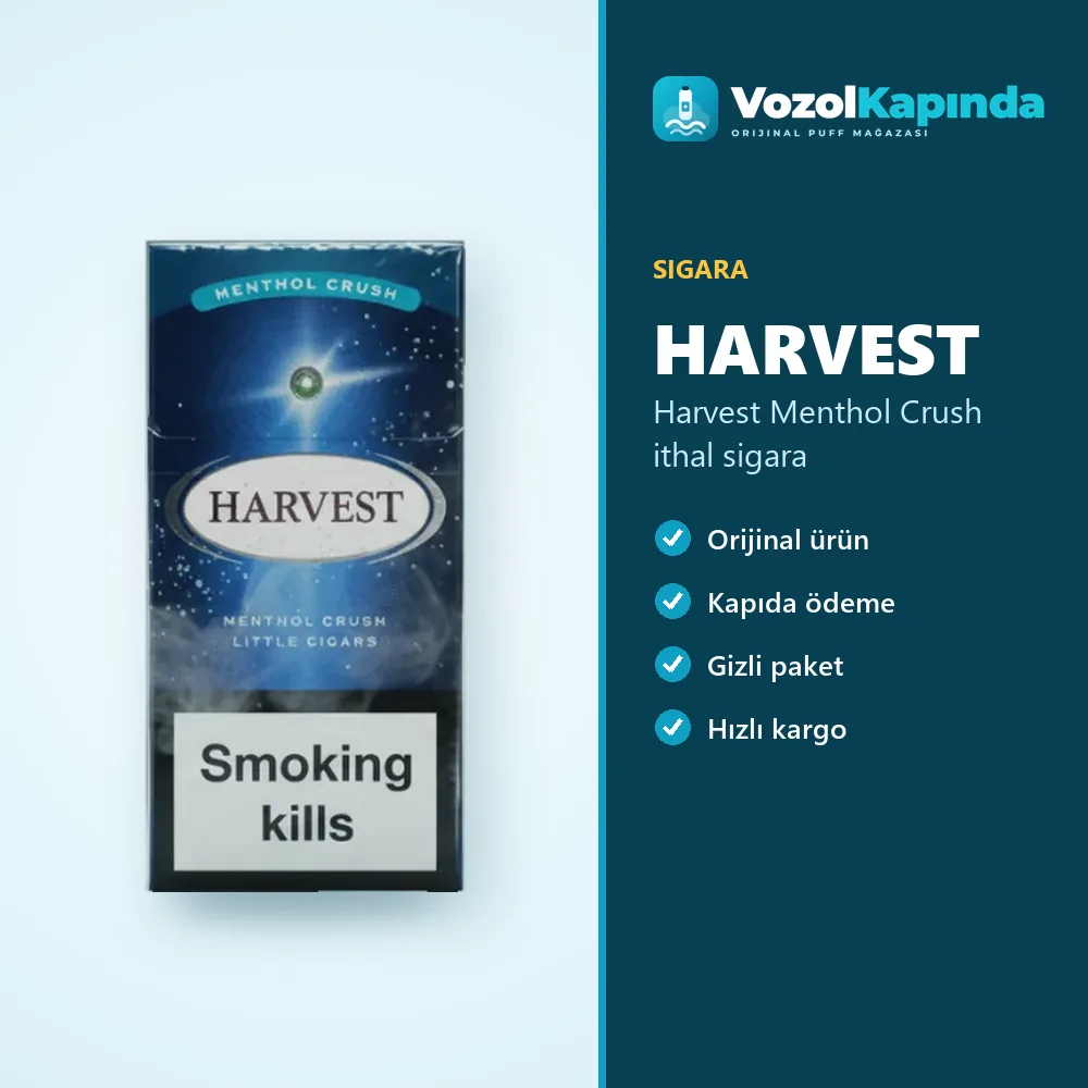 Harvest Menthol Crush ithal sigara Sipariş Bilgileri Harvest Menthol Crush ithal sigara özellikleri: orijinal ürün, kapıda ödeme, gizli paket