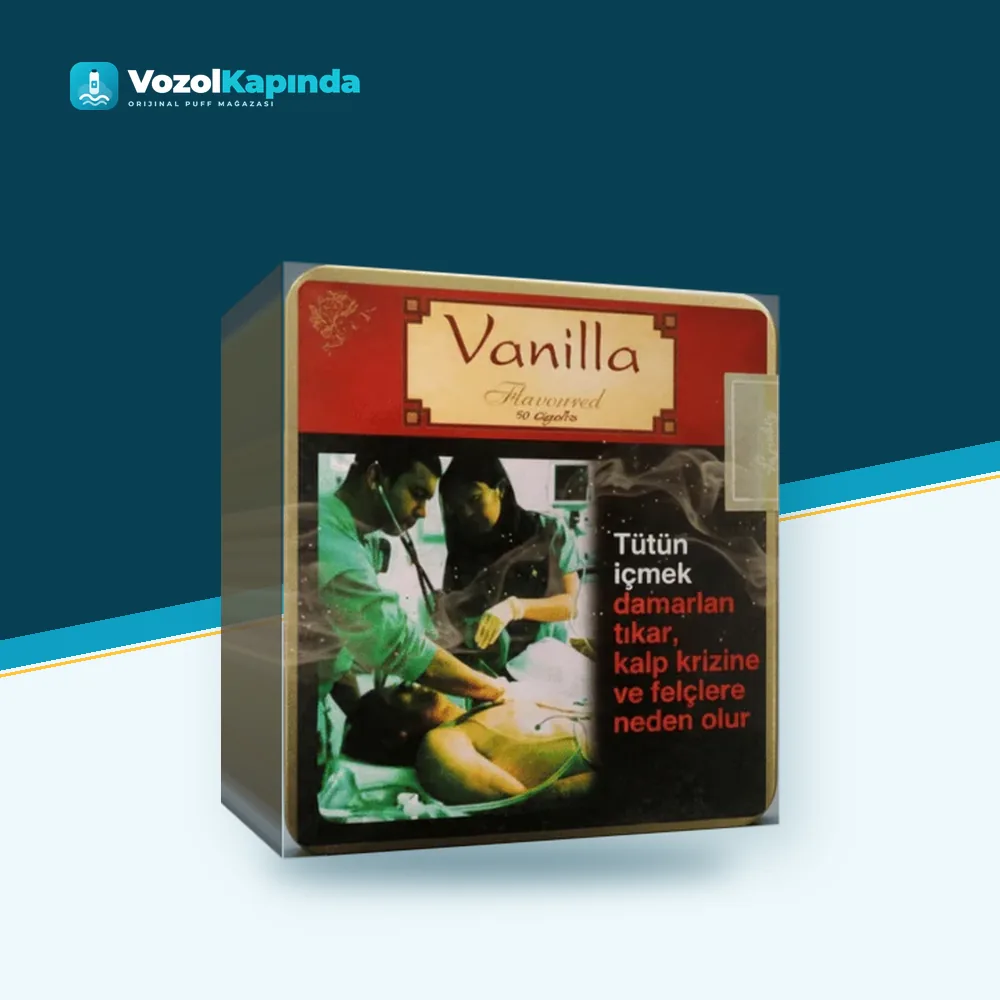 Neos Vanilla Sigarillo Vanilya aromalı Paket Görünümü Neos Vanilla Sigarillo Vanilya aromalı ön yüz görseli, orijinal ambalaj