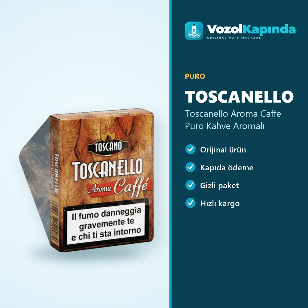 Toscanello Aroma Caffe Puro Kahve Aromalı bilgi kartı, orijinal puro