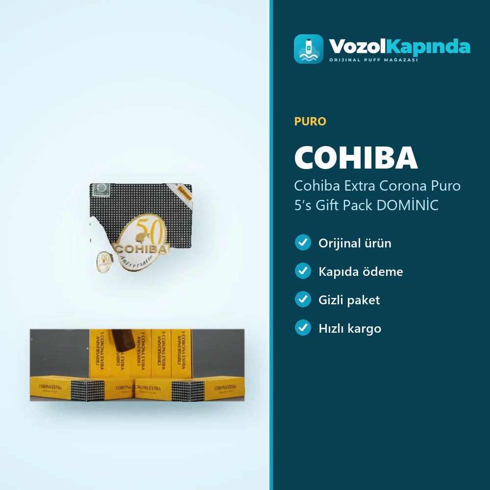 Cohiba Extra Corona Puro 5’s Gift Pack DOMİNİC sipariş avantajları: kapıda ödeme ve gizli paket