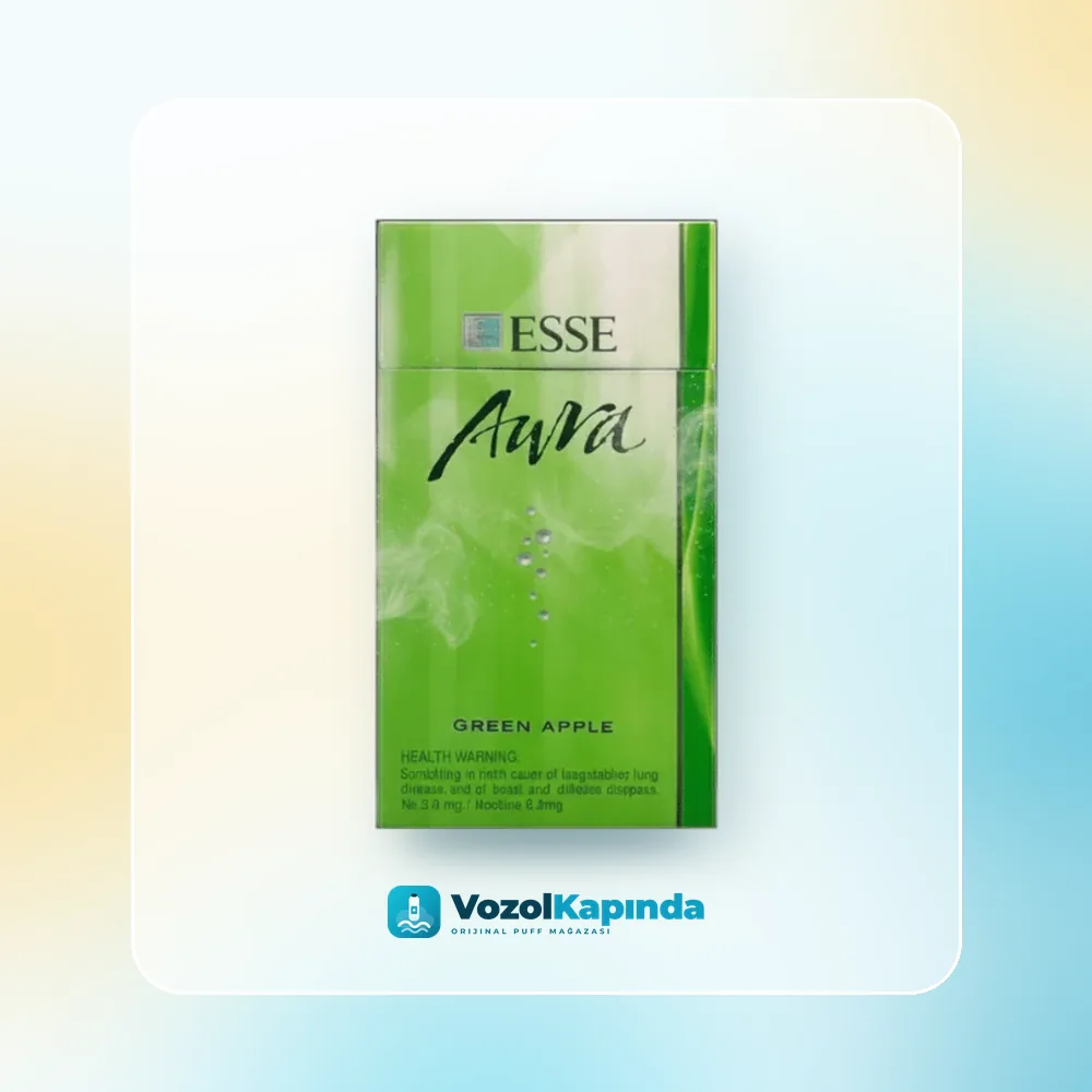 Esse Superslim Aura Green ithal sigara Elma Aromalı Satın Al Esse Superslim Aura Green ithal sigara Elma Aromalı, Vozol Kapında orijinal sigara
