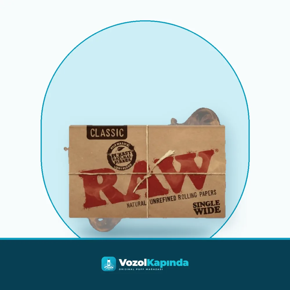 RAW Classic Single Wide Double Sigara Kağıdı Paket Görünümü RAW Classic Single Wide Double Sigara Kağıdı ürün görseli, orijinal sarma kağıdı