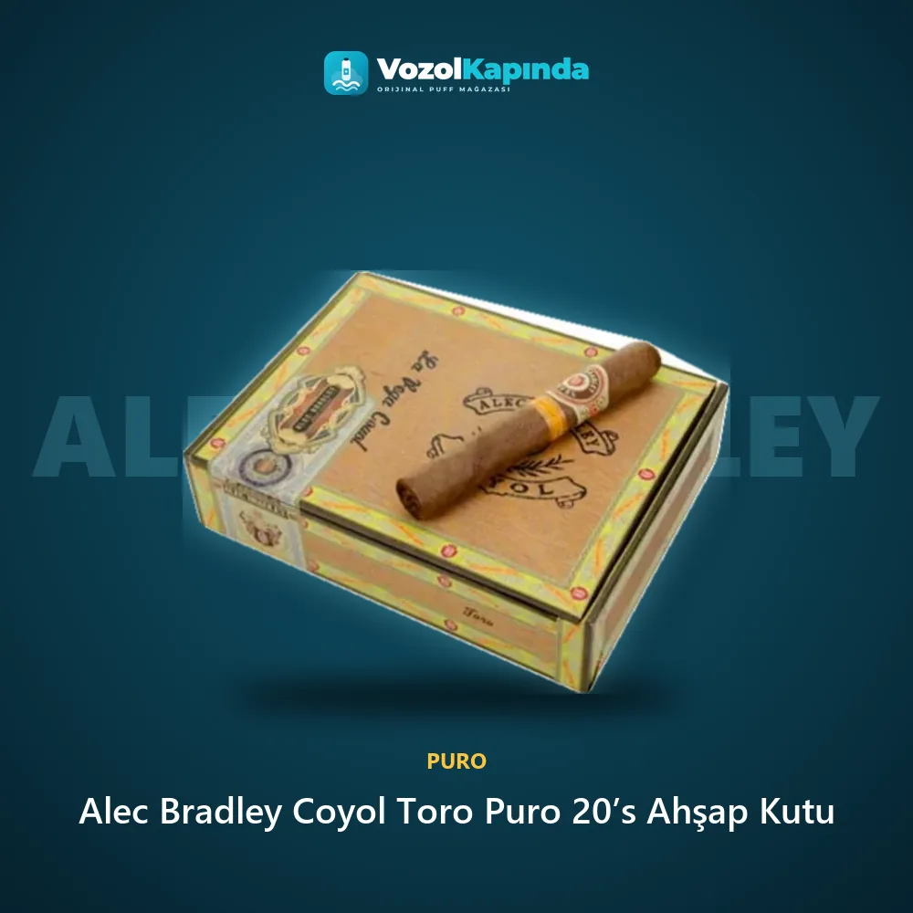 Alec Bradley Coyol Toro Puro 20’s Ahşap Kutu bilgi kartı, orijinal puro