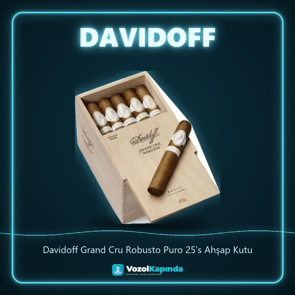 Davidoff Grand Cru Robusto Puro 25’s Ahşap Kutu Sipariş Bilgileri Davidoff Grand Cru Robusto Puro 25’s Ahşap Kutu bilgi kartı, orijinal Küba purosu