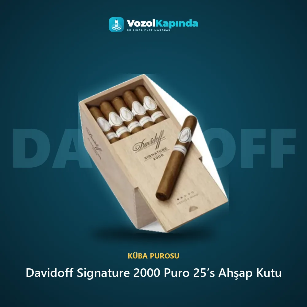 Davidoff Signature 2000 Puro 25’s Ahşap Kutu Sipariş Bilgileri Davidoff Signature 2000 Puro 25’s Ahşap Kutu bilgi kartı, orijinal Küba purosu