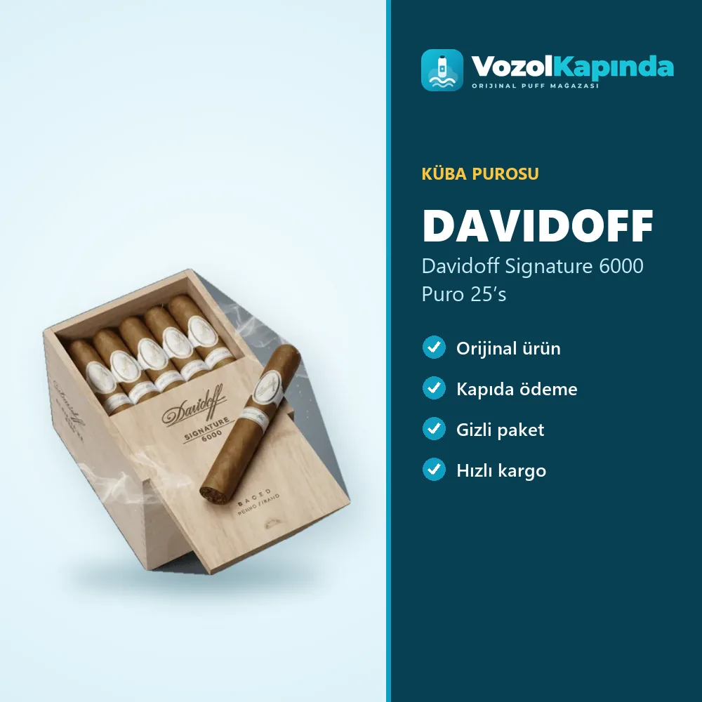 Davidoff Signature 6000 Puro 25’s bilgi kartı, orijinal Küba purosu