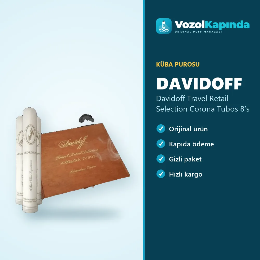Davidoff Travel Retail Selection Corona Tubos 8’s Özellikleri Davidoff Travel Retail Selection Corona Tubos 8’s özellikleri: orijinal ürün, kapıda ödeme, gizli paket