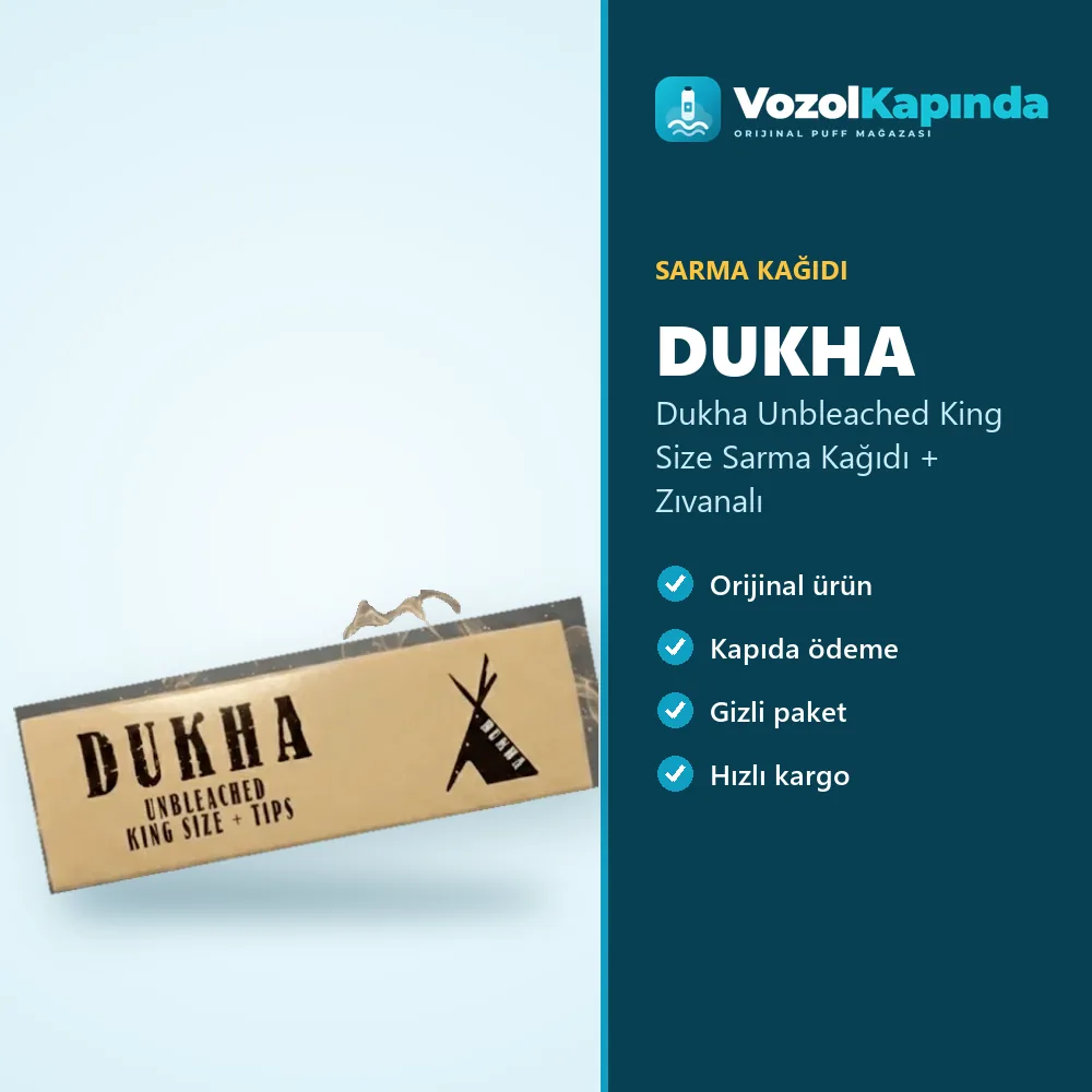 Dukha Unbleached King Size Sarma Kağıdı + Zıvanalı özellikleri: orijinal ürün, kapıda ödeme, gizli paket
