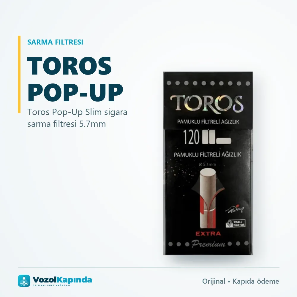 Toros Pop-Up Slim sigara sarma filtresi 5.7mm Bilgi Kartı Toros Pop-Up Slim sigara sarma filtresi 5.7mm özellikleri: orijinal ürün, kapıda ödeme, gizli paket