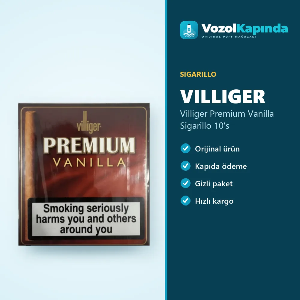 Villiger Premium Vanilla Sigarillo 10’s bilgi kartı, orijinal sigarillo