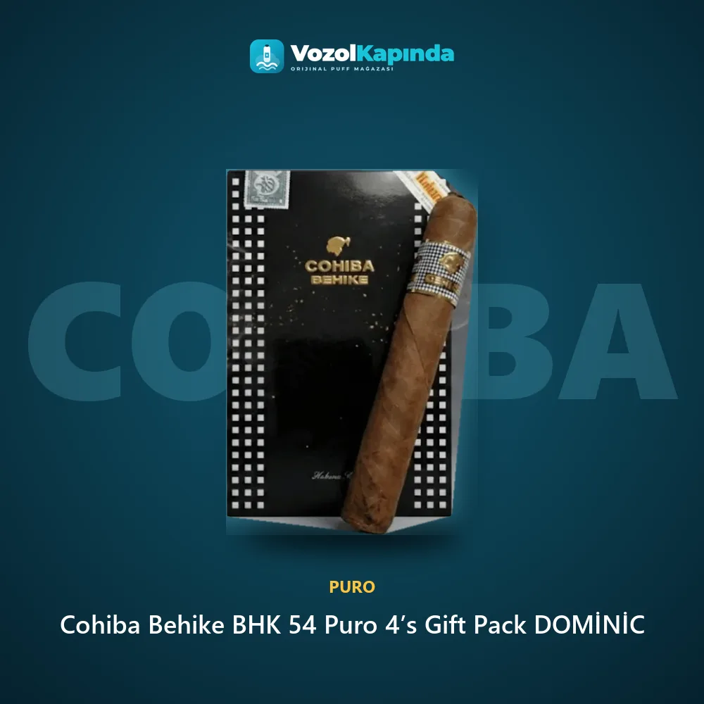 Cohiba Behike BHK 54 Puro 4’s Gift Pack DOMİNİC Bilgi Kartı Cohiba Behike BHK 54 Puro 4’s Gift Pack DOMİNİC bilgi kartı, orijinal puro
