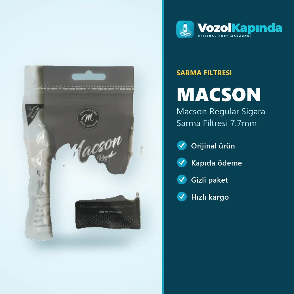 Macson Regular Sigara Sarma Filtresi 7.7mm bilgi kartı, orijinal sarma filtresi