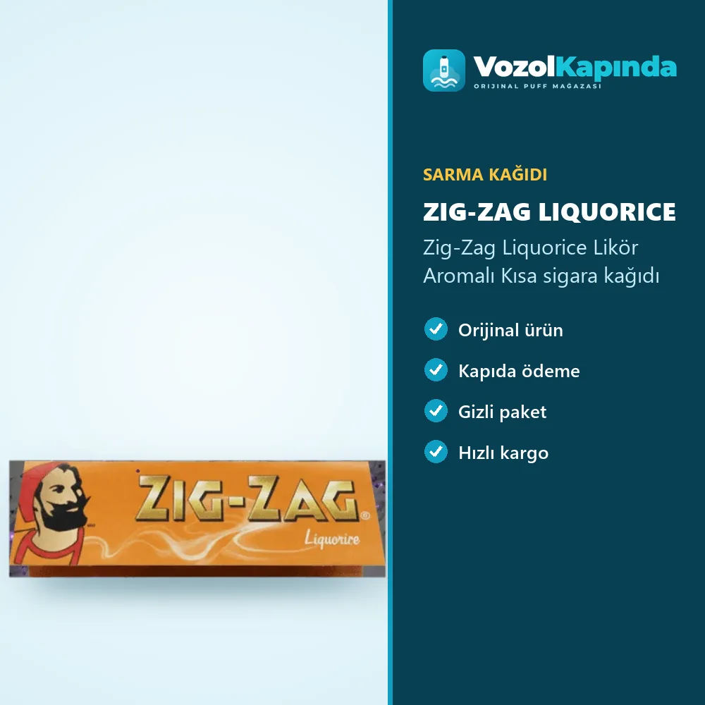 Zig-Zag Liquorice Likör Aromalı Kısa sigara kağıdı Sipariş Bilgileri Zig-Zag Liquorice Likör Aromalı Kısa sigara kağıdı bilgi kartı, orijinal sarma kağıdı