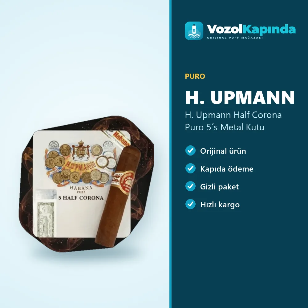 H. Upmann Half Corona Puro 5´s Metal Kutu Sipariş Bilgileri H. Upmann Half Corona Puro 5´s Metal Kutu özellikleri: orijinal ürün, kapıda ödeme, gizli paket
