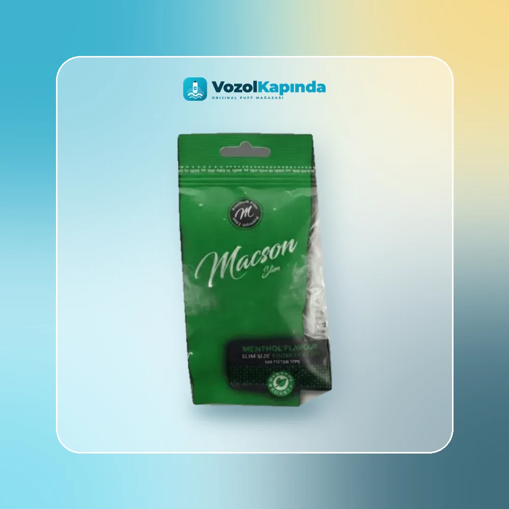 Macson Mentollü Sarma Filtresi 6mm Paket Görünümü Macson Mentollü Sarma Filtresi 6mm ürün görseli, orijinal sarma filtresi