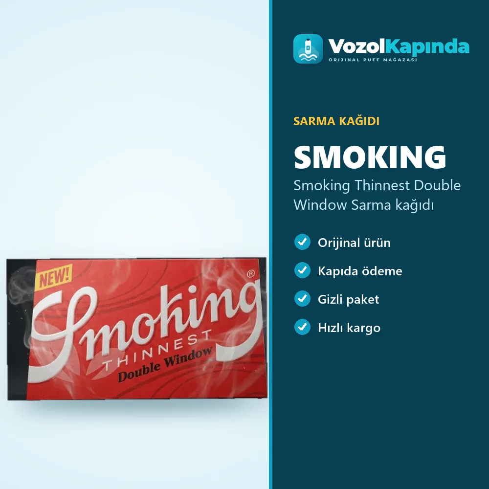 Smoking Thinnest Double Window Sarma kağıdı Sipariş Bilgileri Smoking Thinnest Double Window Sarma kağıdı özellikleri: orijinal ürün, kapıda ödeme, gizli paket