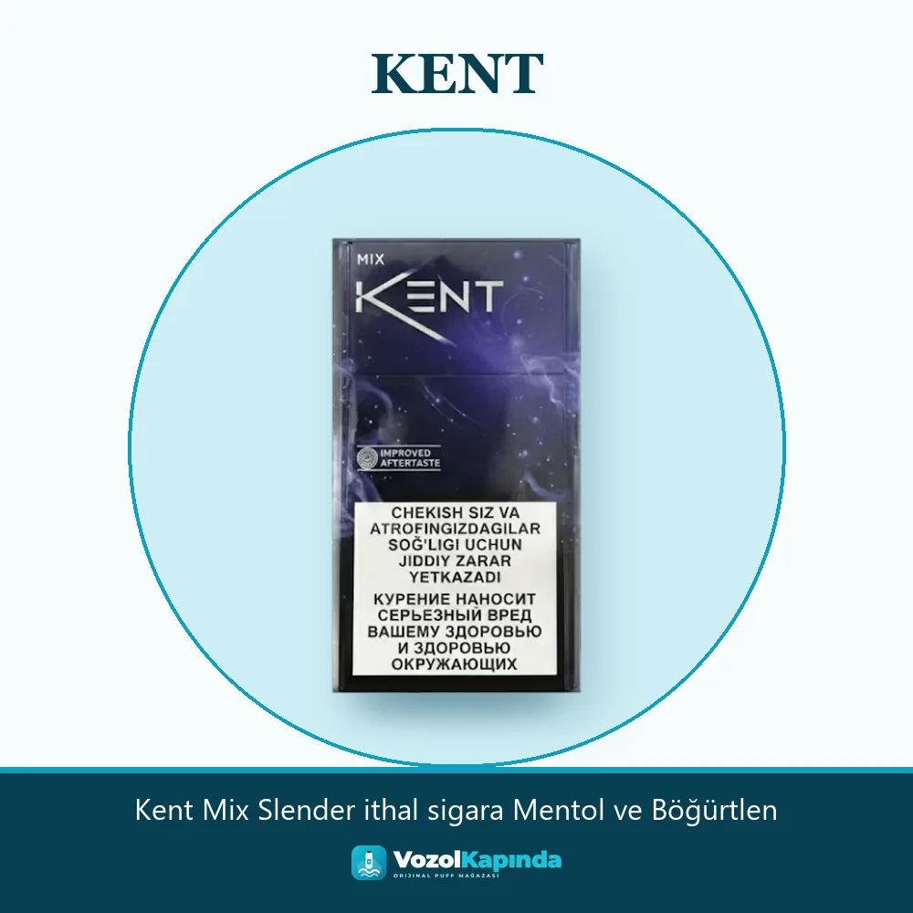 Kent Mix Slender ithal sigara Mentol ve Böğürtlen bilgi kartı, orijinal sigara