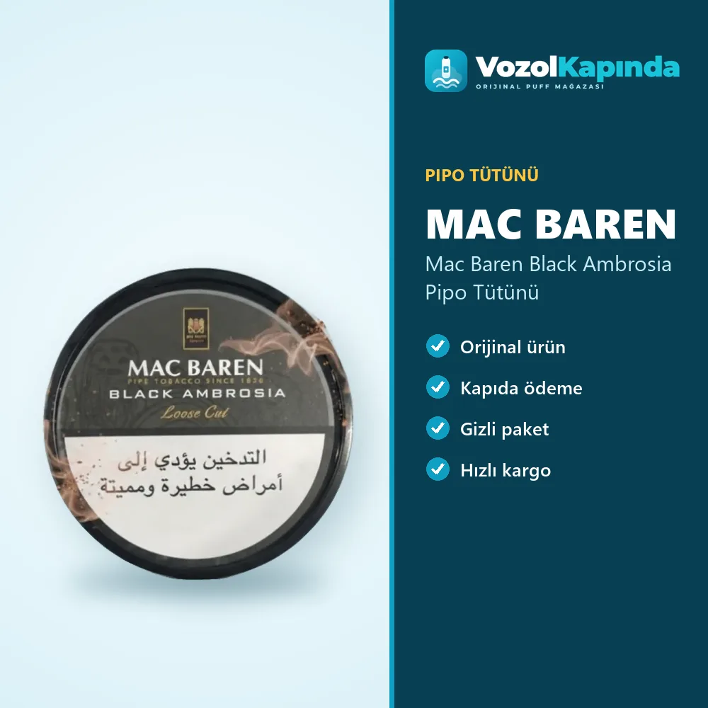 Mac Baren Black Ambrosia Pipo Tütünü sipariş avantajları: kapıda ödeme ve gizli paket
