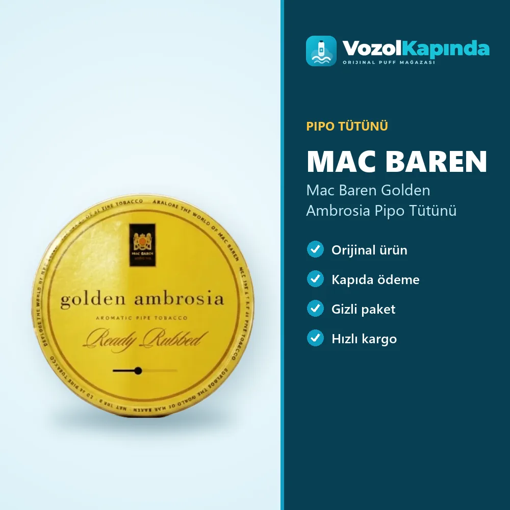 Mac Baren Golden Ambrosia Pipo Tütünü özellikleri: orijinal ürün, kapıda ödeme, gizli paket