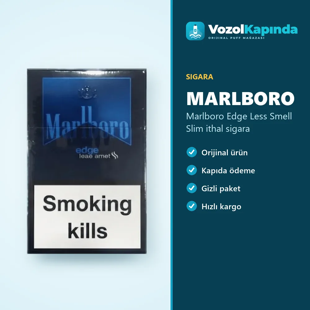 Marlboro Edge Less Smell Slim ithal sigara Özellikleri Marlboro Edge Less Smell Slim ithal sigara sipariş avantajları: kapıda ödeme ve gizli paket