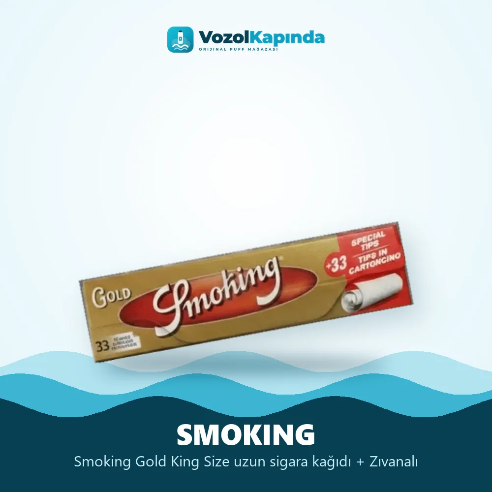 Smoking Gold King Size uzun sigara kağıdı + Zıvanalı bilgi kartı, orijinal sarma kağıdı