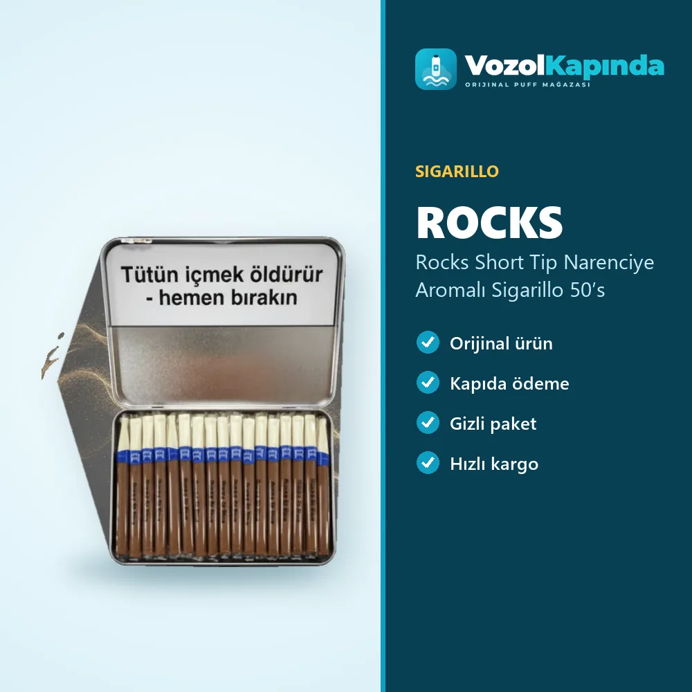Rocks Short Tip Narenciye Aromalı Sigarillo 50’s özellikleri: orijinal ürün, kapıda ödeme, gizli paket