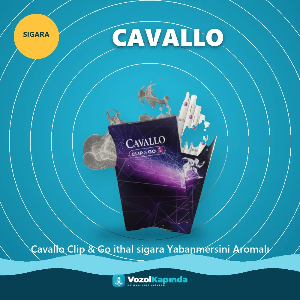 Cavallo Clip & Go ithal sigara Yabanmersini Aromalı bilgi kartı, orijinal sigara