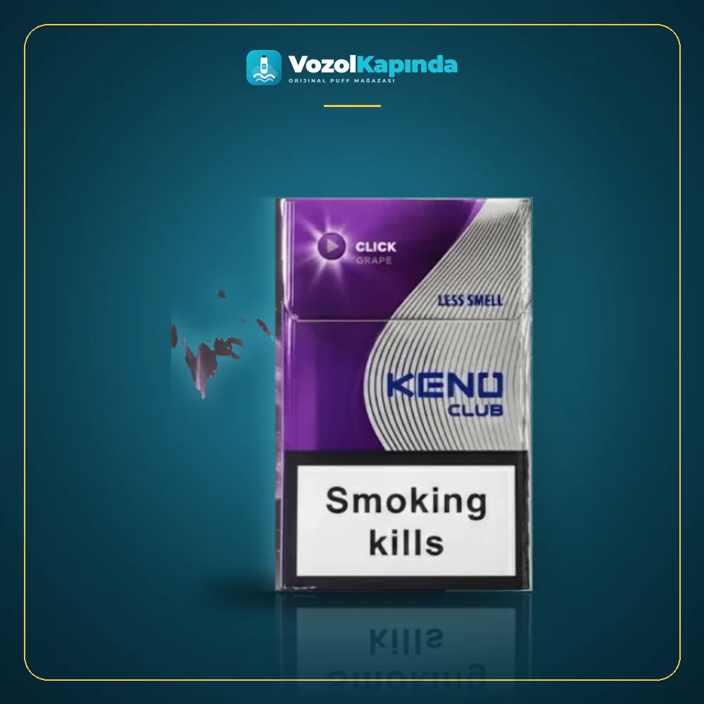 Keno Club Grape Click superslim ithal sigara Siyah Üzüm Orijinal Ambalaj Keno Club Grape Click superslim ithal sigara Siyah Üzüm paket görünümü