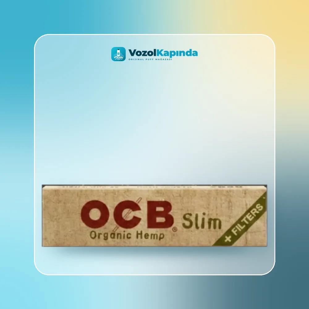 OCB Organic Hemp Slim Uzun Sigara Kağıdı Zıvanalı ön yüz görseli, orijinal ambalaj