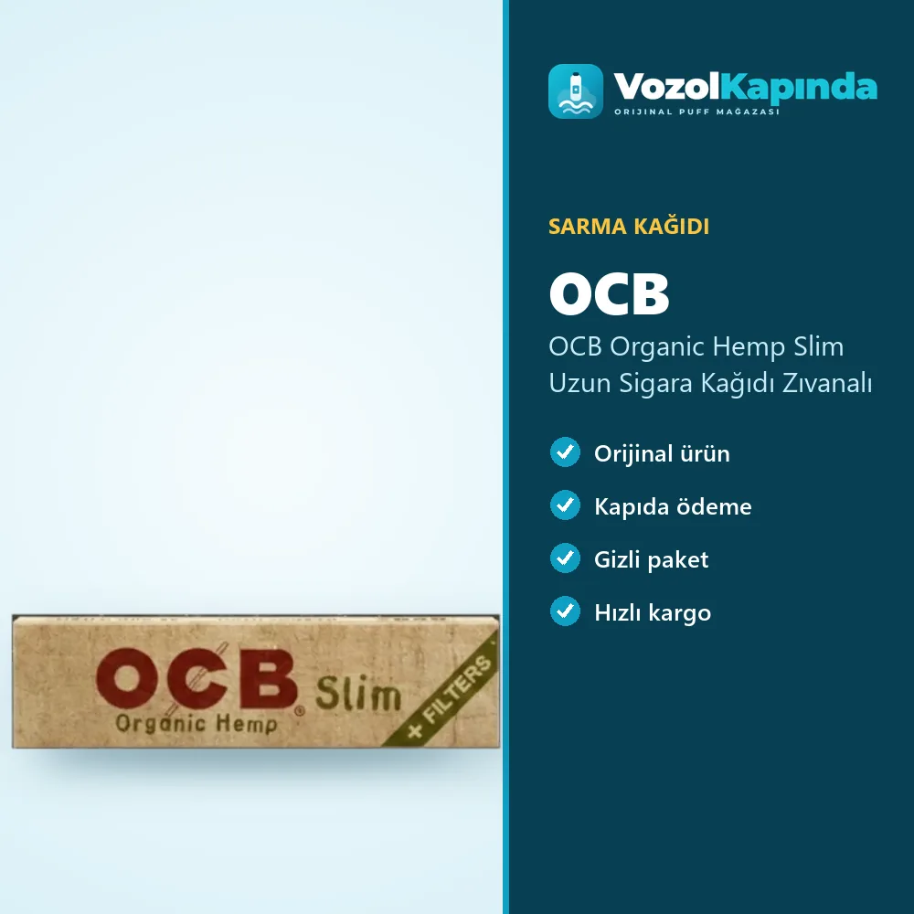 OCB Organic Hemp Slim Uzun Sigara Kağıdı Zıvanalı sipariş avantajları: kapıda ödeme ve gizli paket