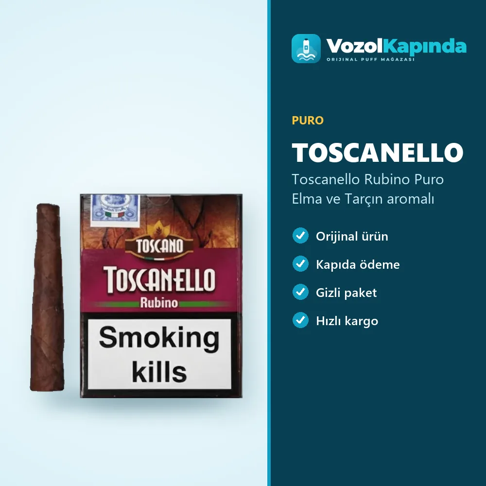 Toscanello Rubino Puro Elma ve Tarçın aromalı sipariş avantajları: kapıda ödeme ve gizli paket